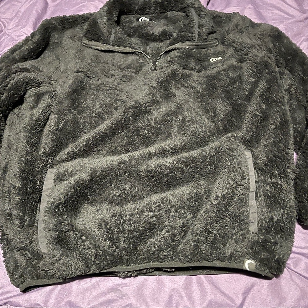 Zyia black teddy bear pull over sweater size lg